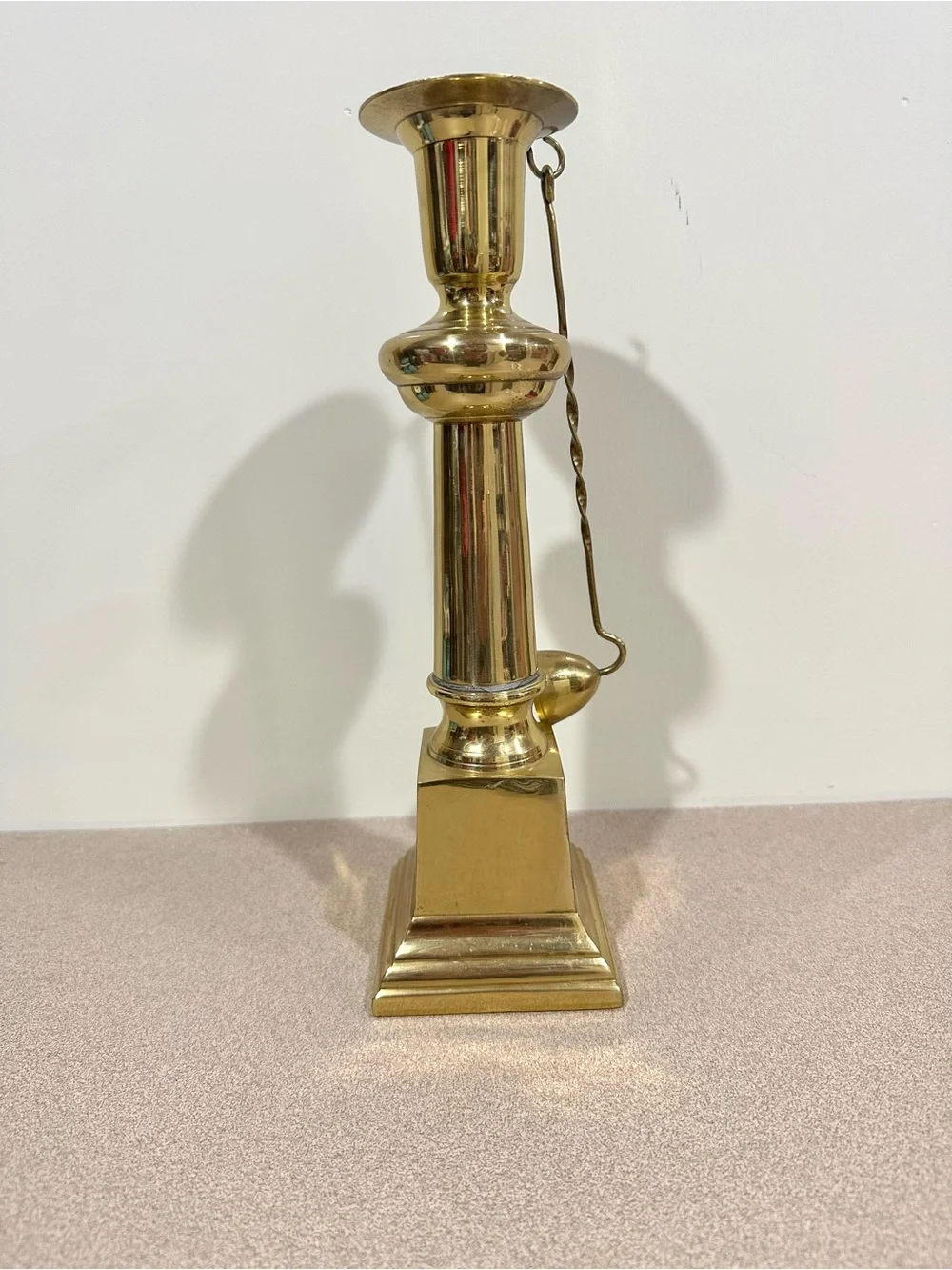 Vintage solid brass candlestick with snuffer